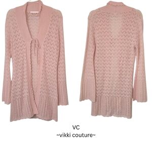 Victoria's Secret Mohair Blend Pink Long Cardigan XS Butterfly Sleeve